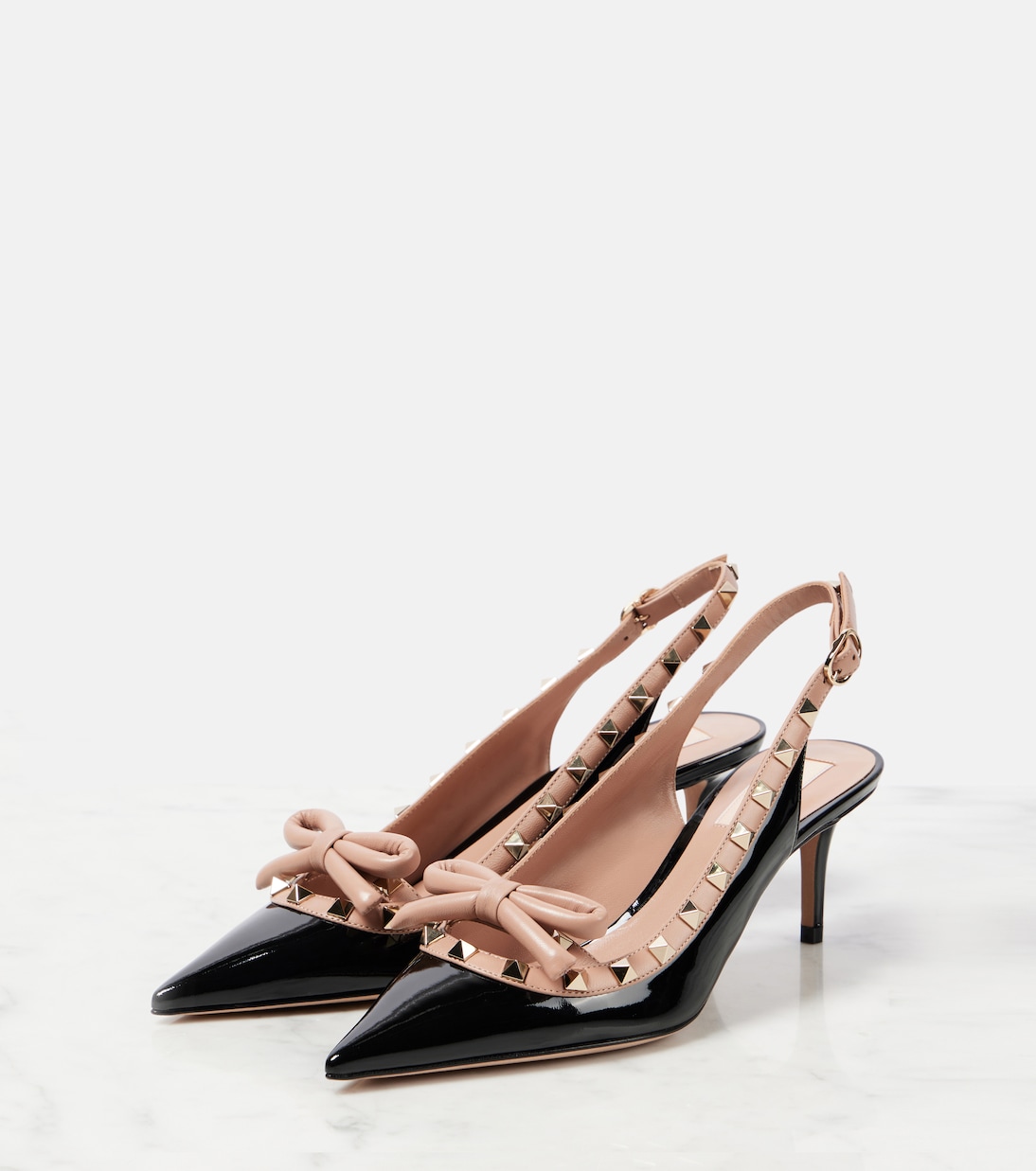 Rockstud 60 patent leather slingback pumps | Valentino Garavani