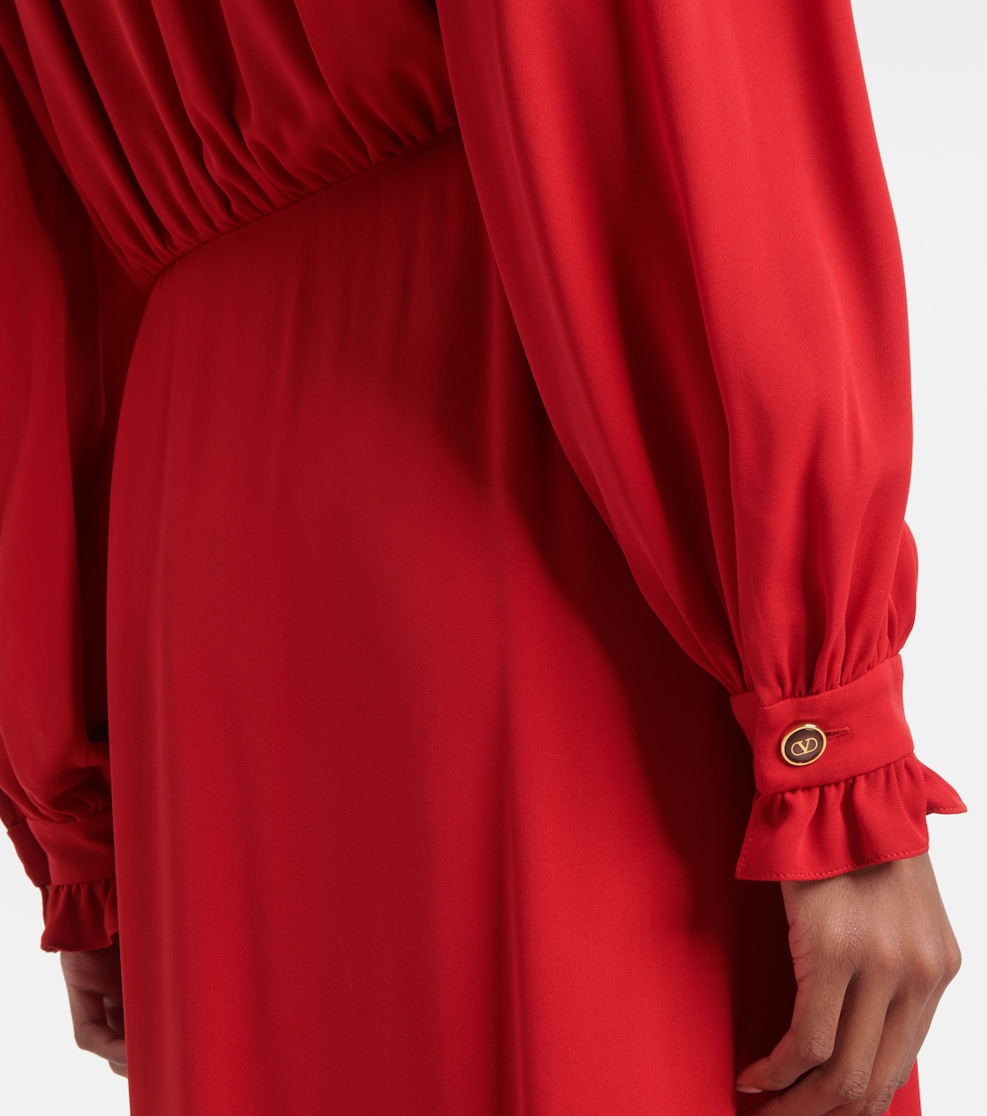 فستان ميدي بزمزمة من جورجيت الحرير | Valentino