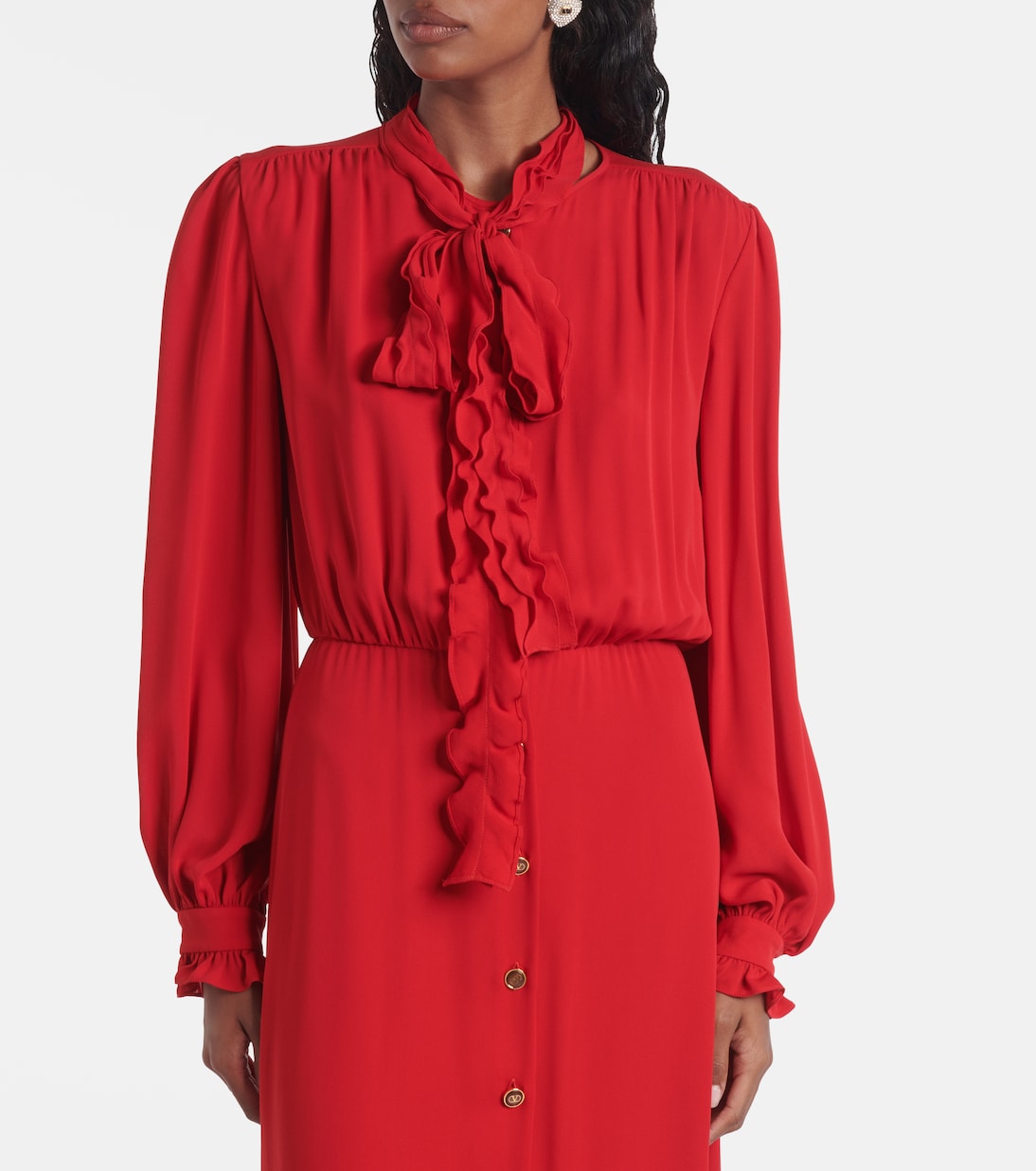 فستان ميدي بزمزمة من جورجيت الحرير | Valentino