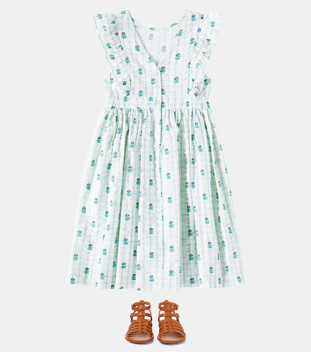 Nina ruffled floral cotton dress | C'era Una Volta