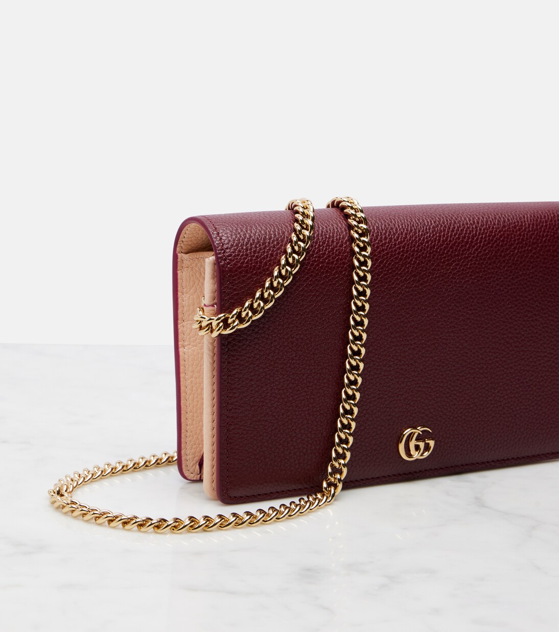 GG Marmont leather wallet on chain | Gucci