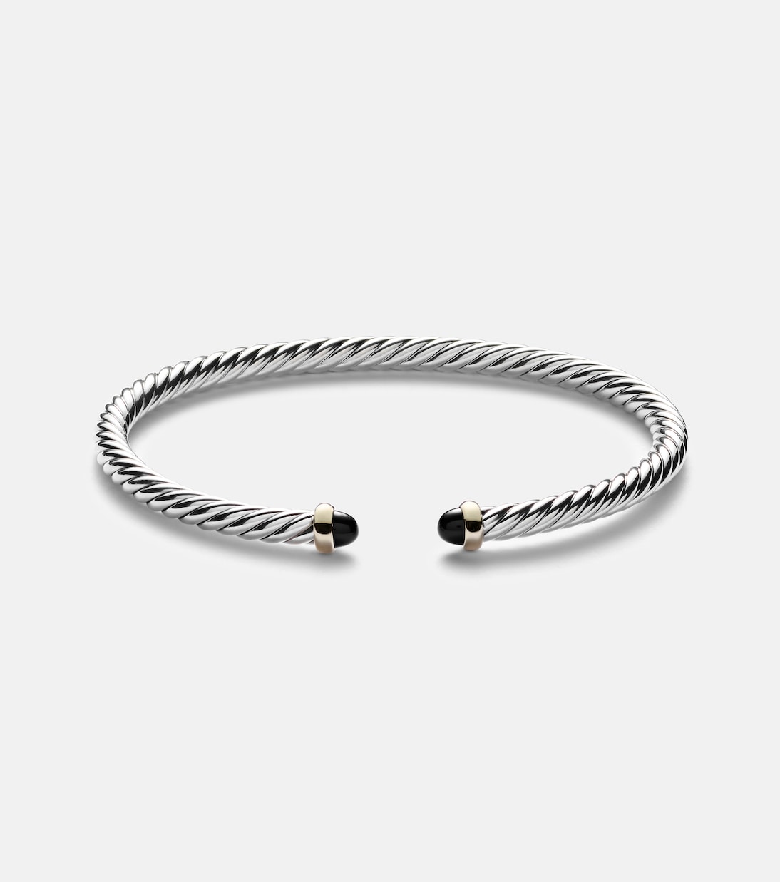 Bracciale Cable Flex in argento sterling e oro 14kt con onici | David Yurman
