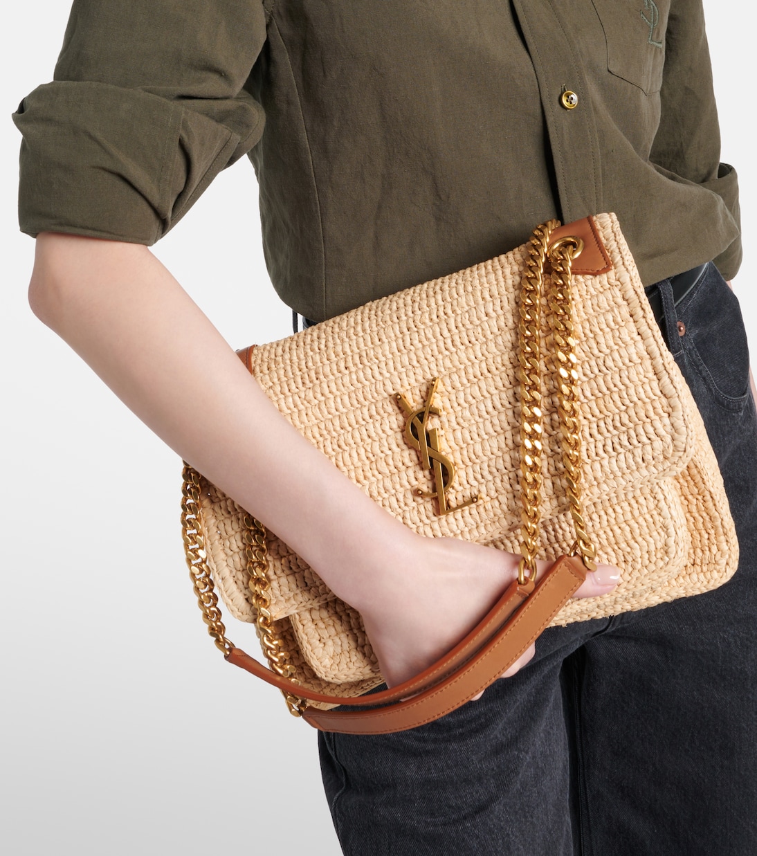 Sac Niki Medium en raphia | Saint Laurent