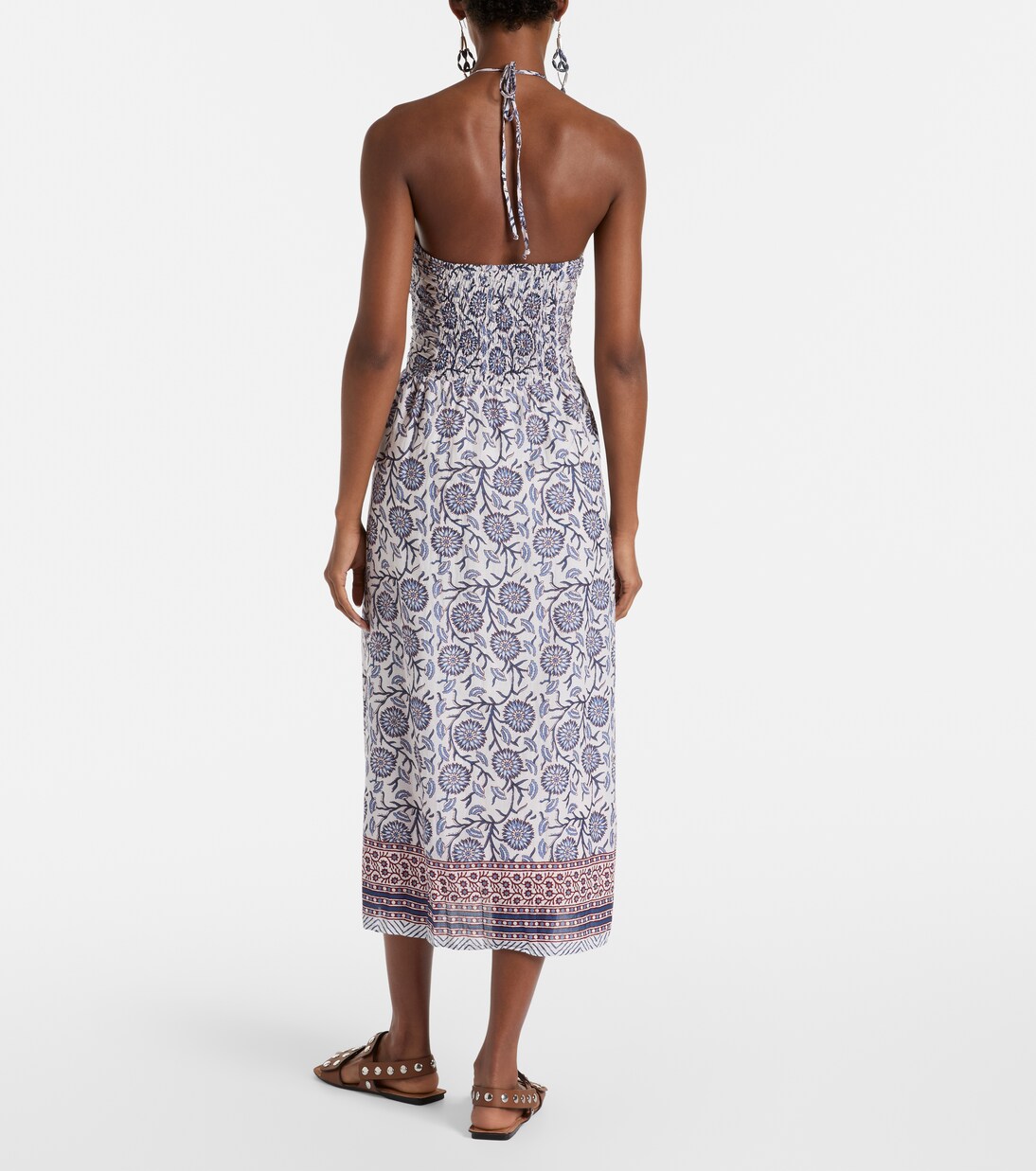 Robe midi en coton à fleurs | Velvet