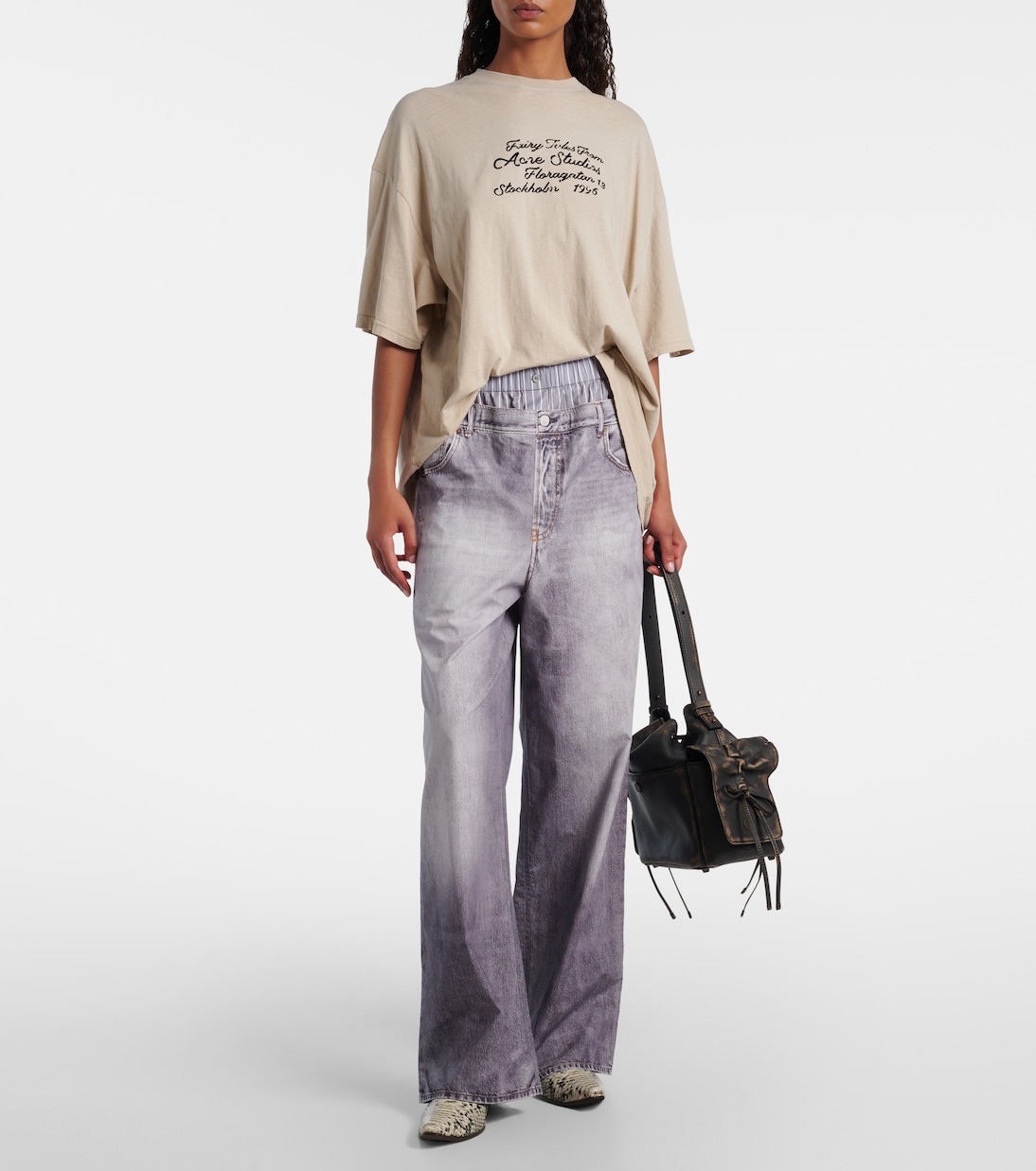 T-shirt rayé en coton à logo | Acne Studios