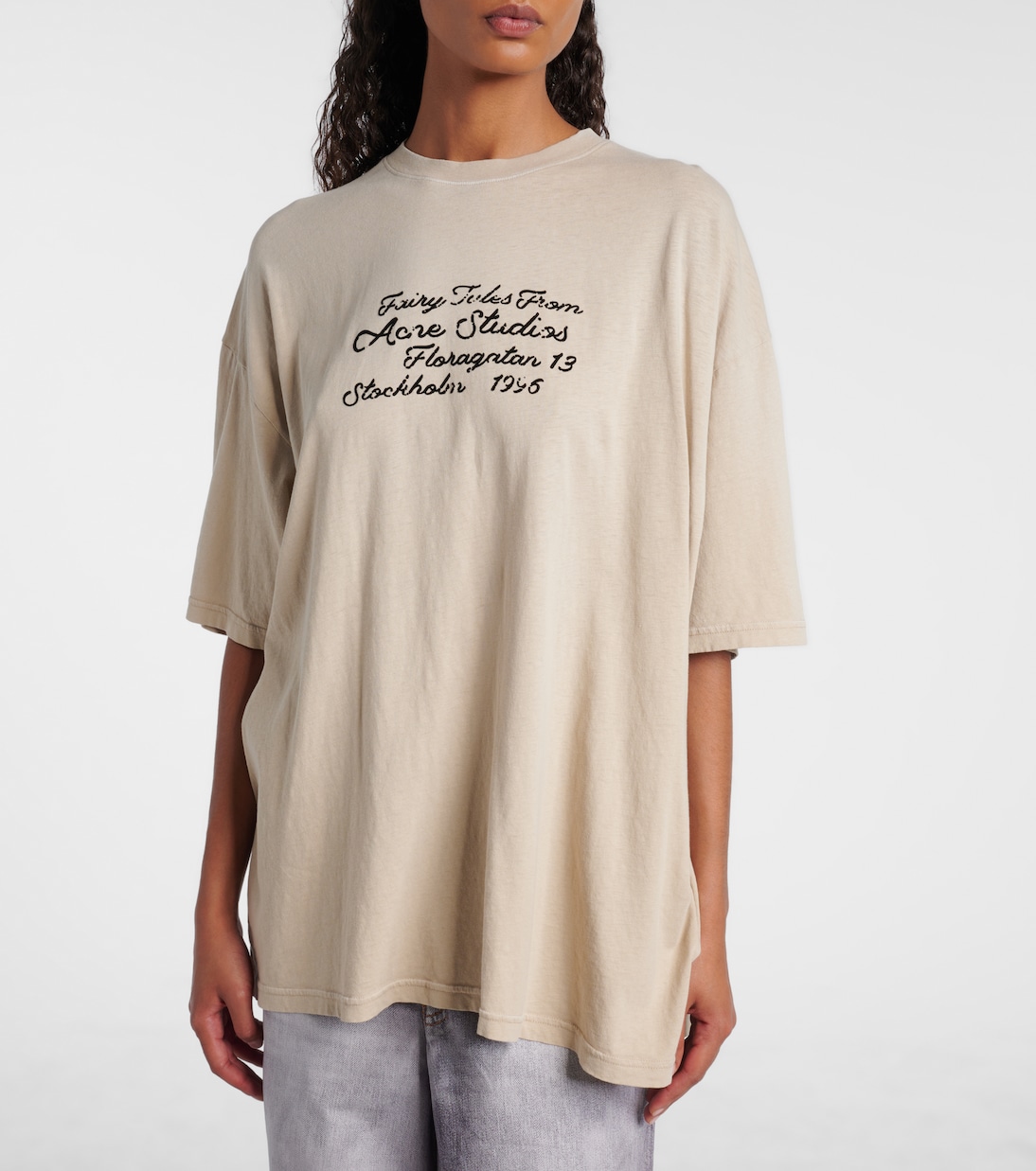 T-shirt rayé en coton à logo | Acne Studios