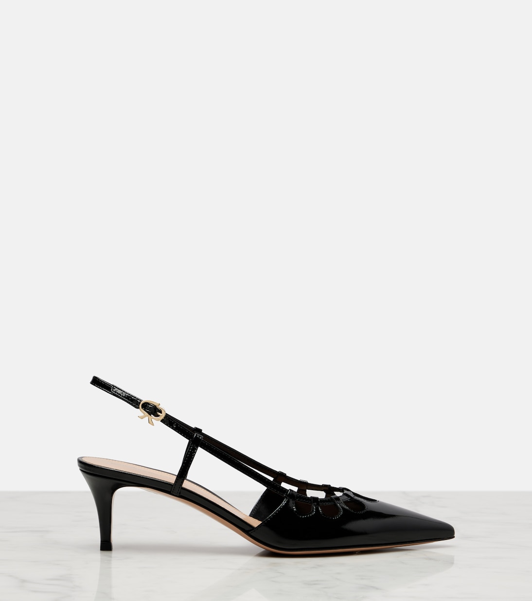 Pointy 55 patent leather slingback pumps | Gianvito Rossi