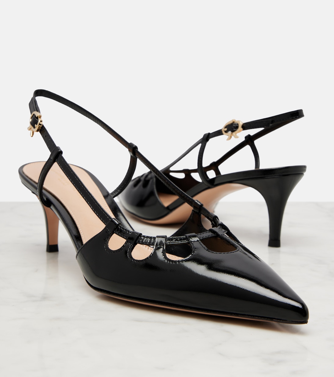 Pointy 55 patent leather slingback pumps | Gianvito Rossi