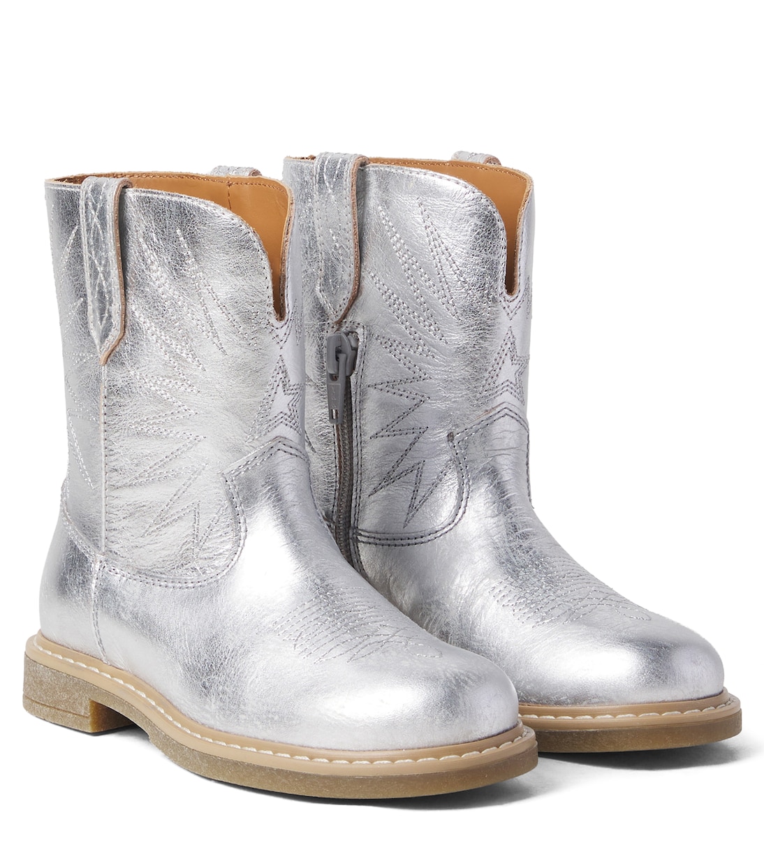 Wish Star Biker metallic leather cowboy boots | Golden Goose Kids