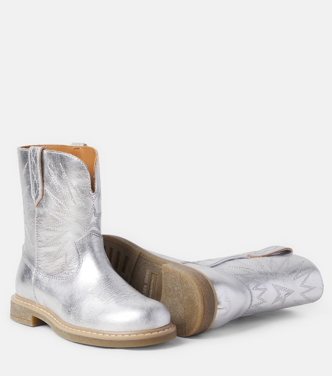 Wish Star Biker metallic leather cowboy boots | Golden Goose Kids