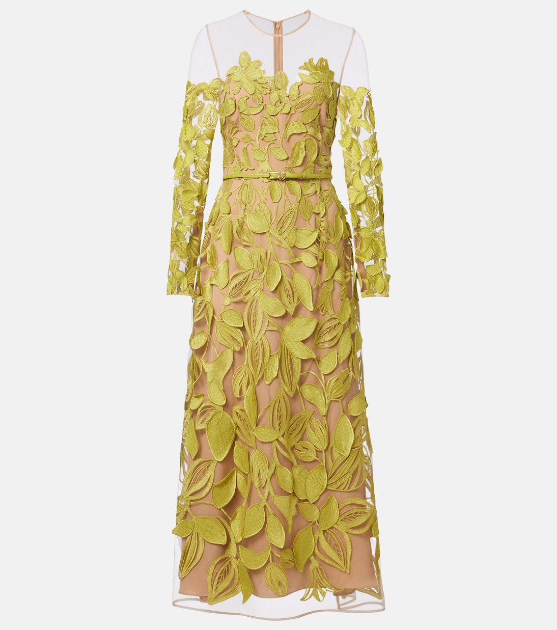 Embroidered silk-blend midi dress | Elie Saab