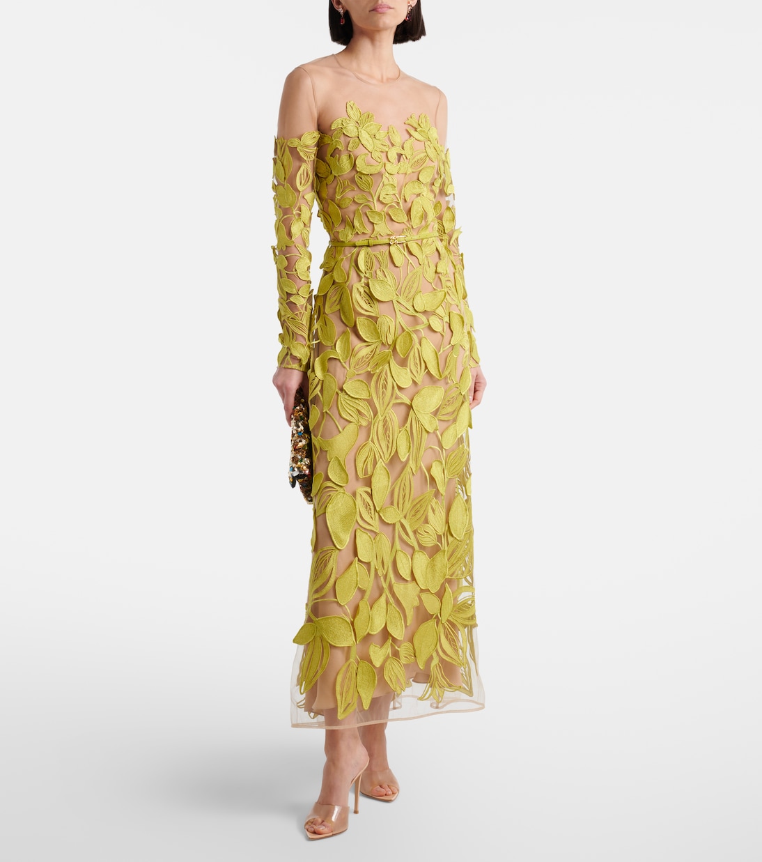 Embroidered silk-blend midi dress | Elie Saab