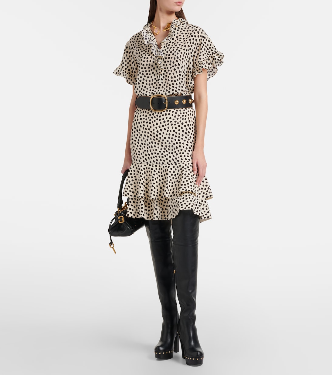 Polka-dot silk crêpe de chine top | Chloé