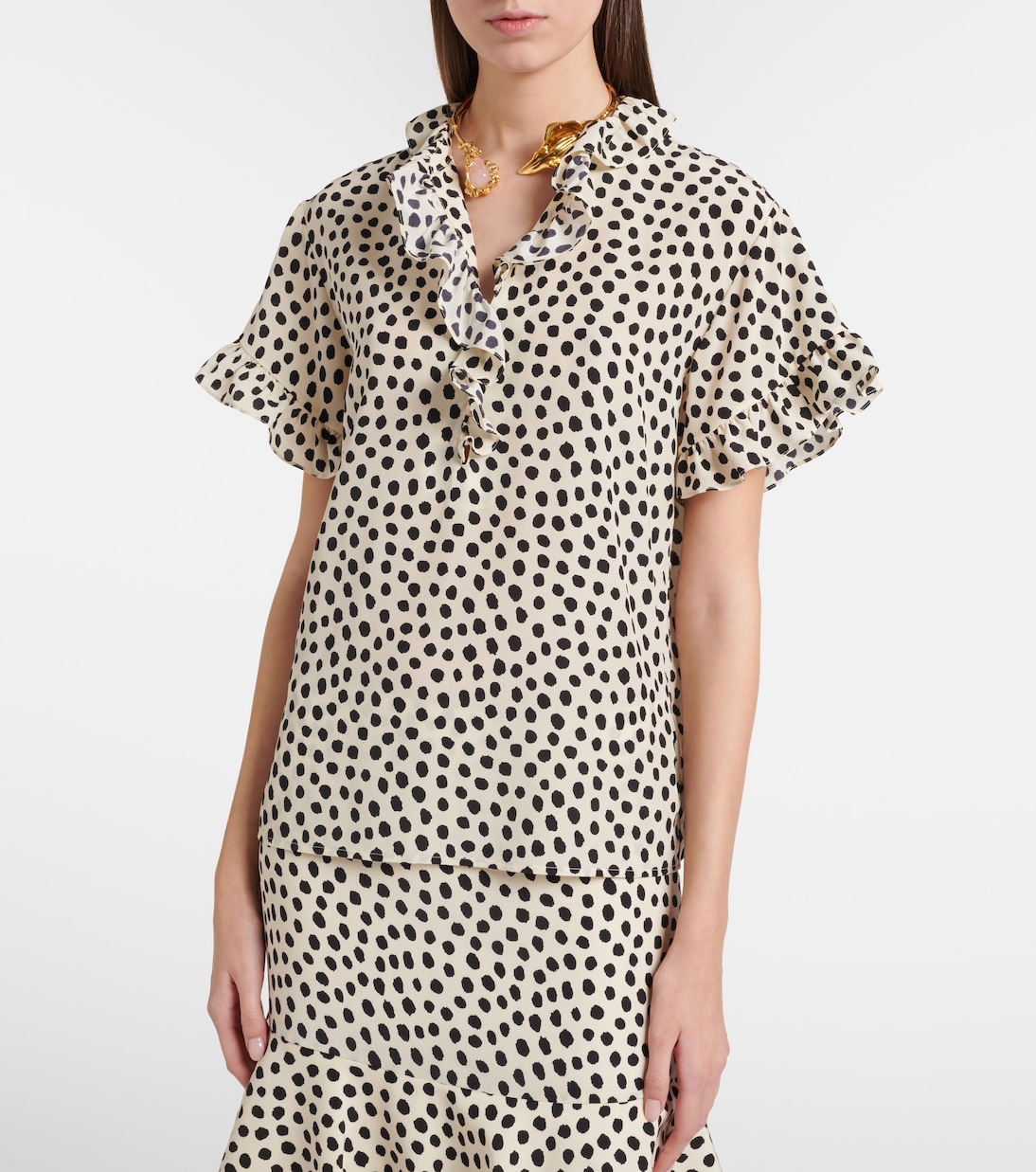 Polka-dot silk crêpe de chine top | Chloé