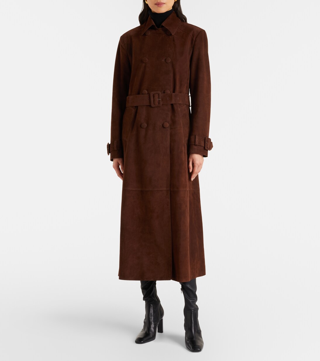 Tate suede trench coat | Nour Hammour