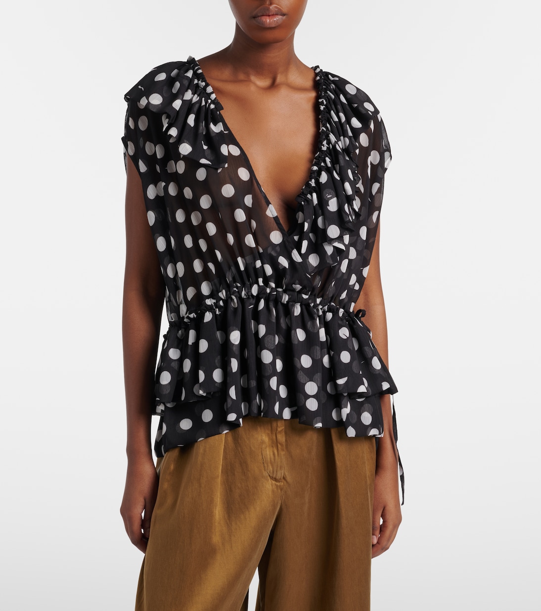 Polka-dot ruffled top | Dries Van Noten