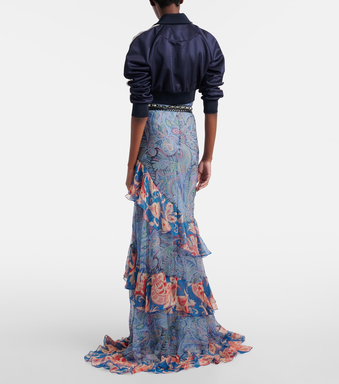 Paisley floral tiered silk chiffon maxi dress | Etro
