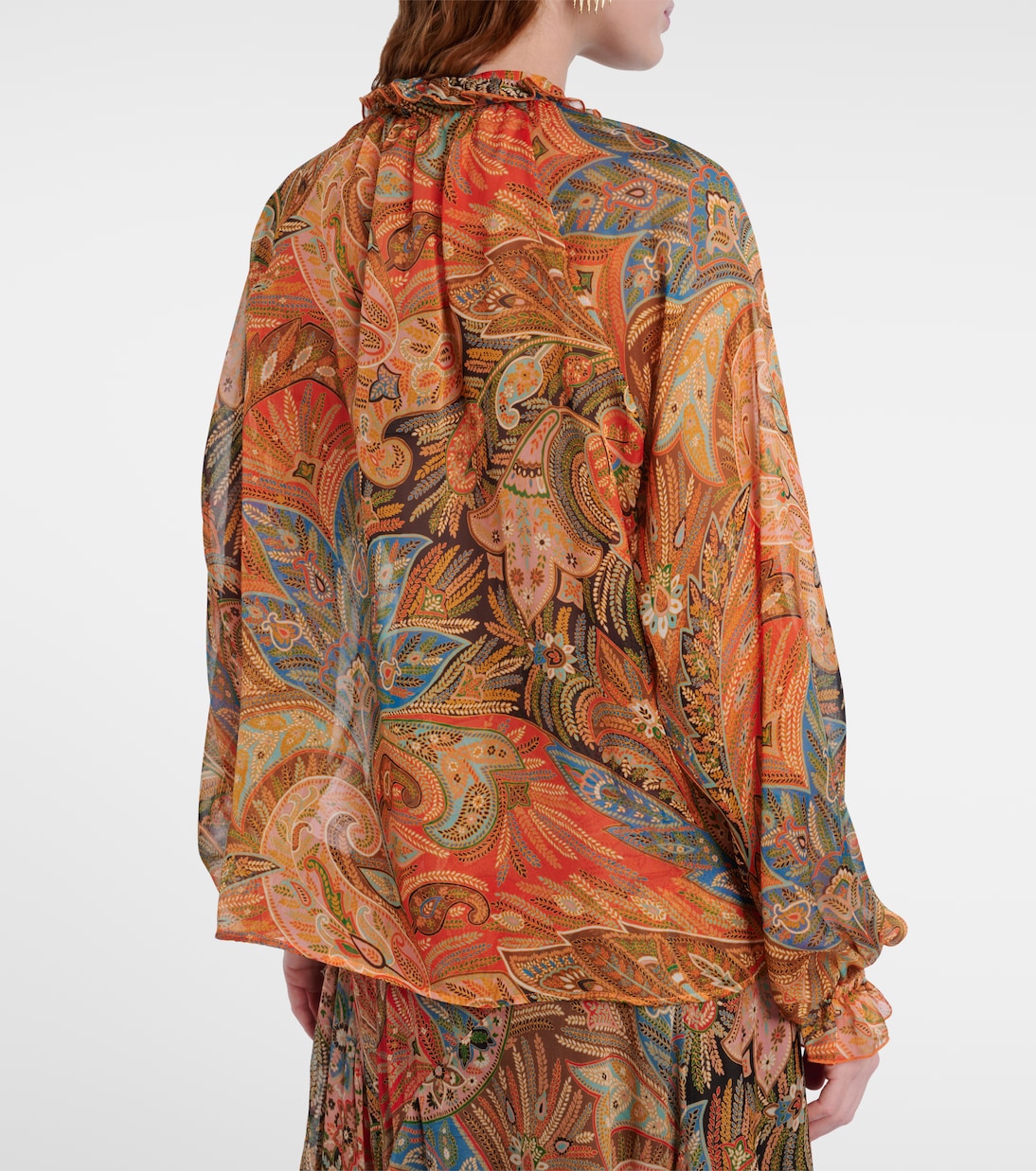 بلوزة من الحرير مكشكشة بطبعات | Etro