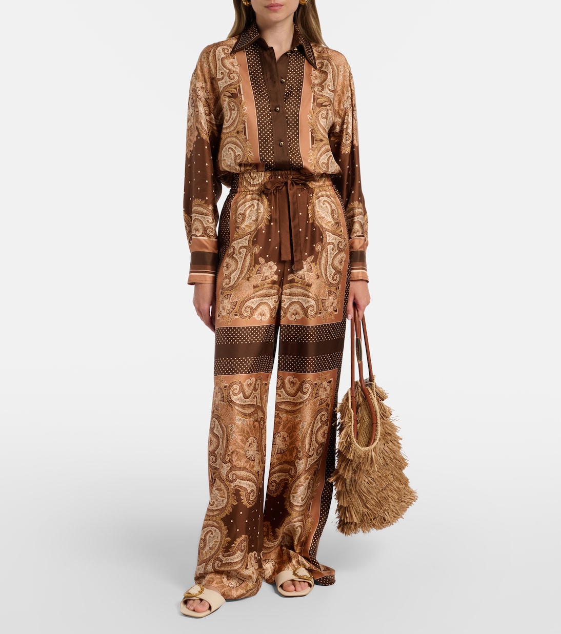 Pantaloni Luna in seta con stampa paisley | Zimmermann