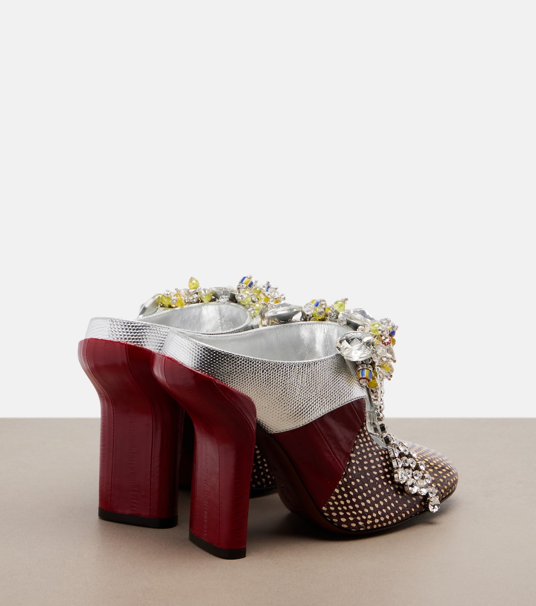 Embellished patchwork leather mules | Dries Van Noten