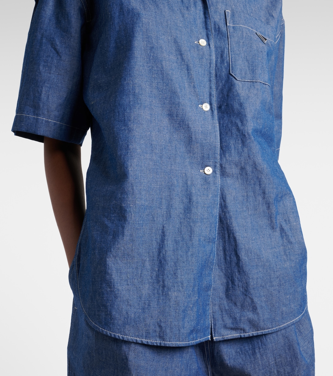 Cotton and linen chambray romper | Prada