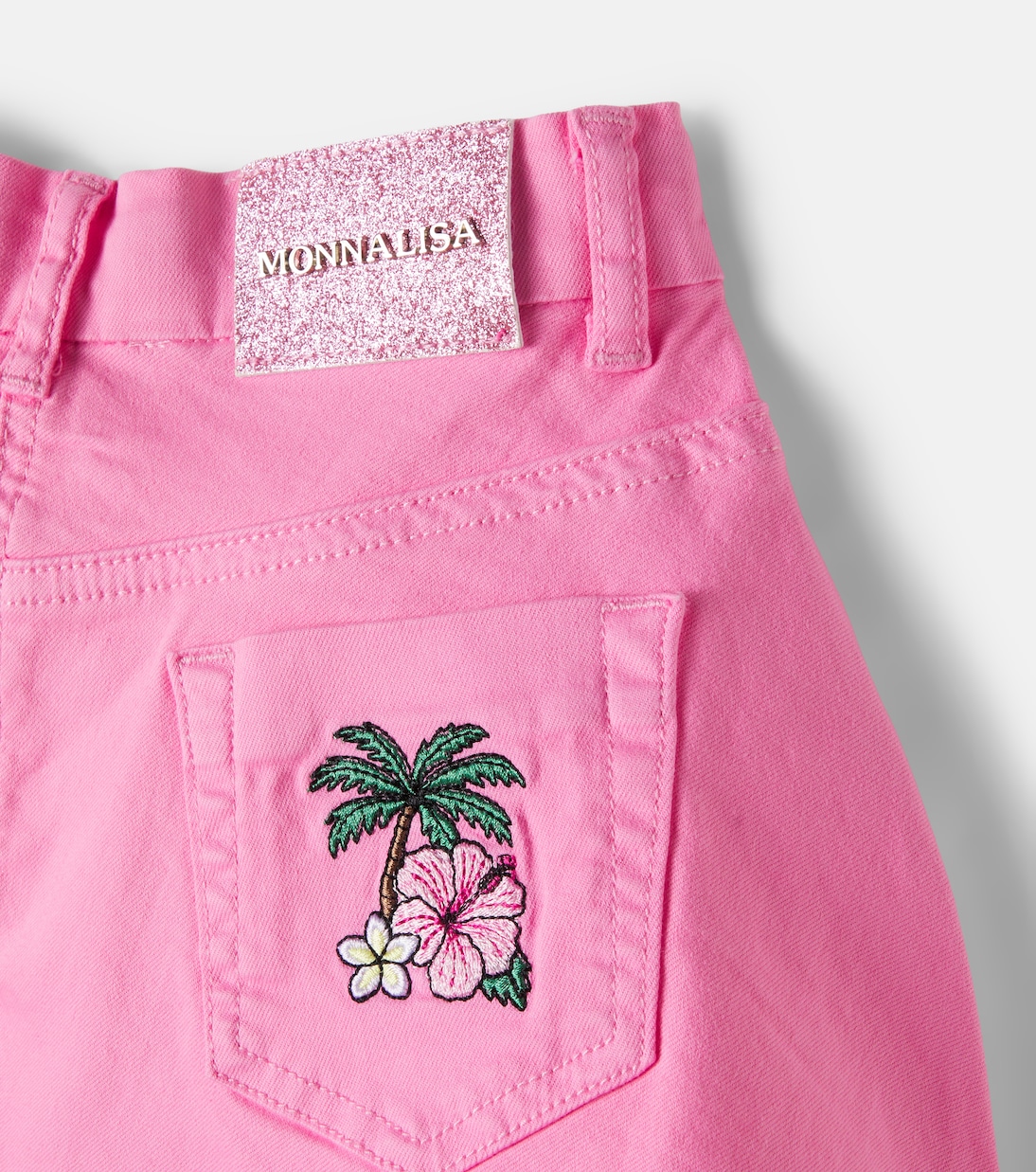 Patch-appliqué denim shorts | Monnalisa