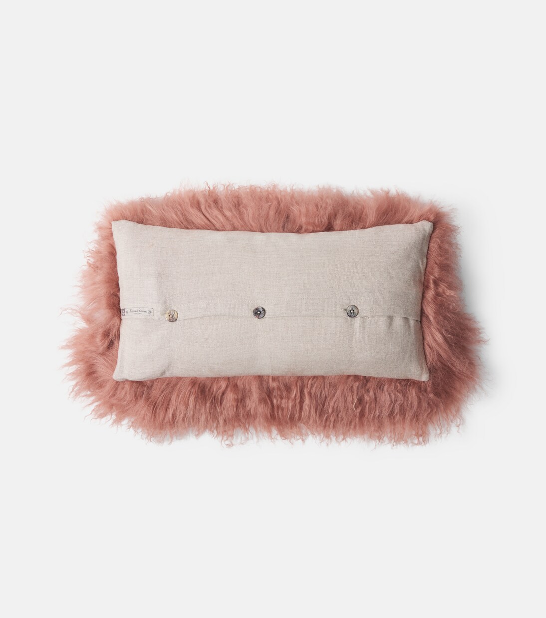 Reversible linen and shearling cushion | Maison de Vacances