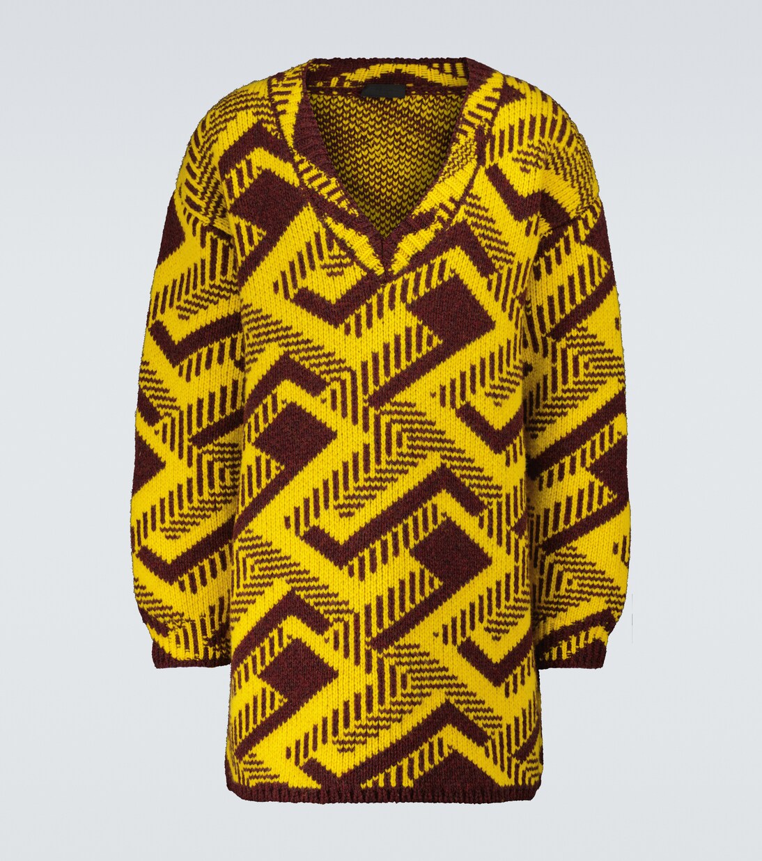 V-neck jacquard wool sweater | Prada
