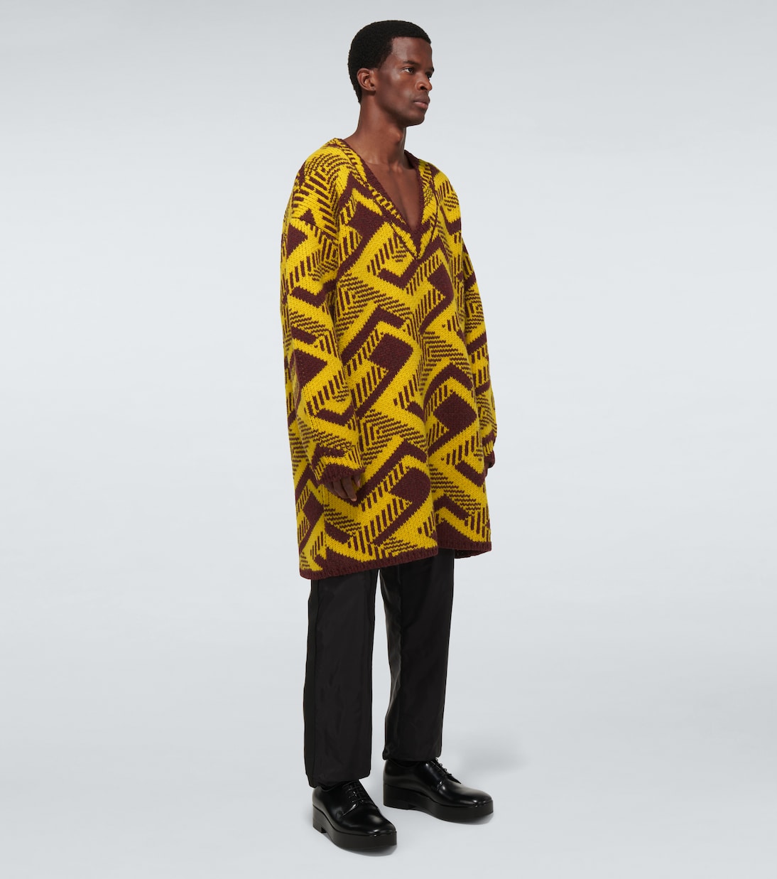 V-neck jacquard wool sweater | Prada