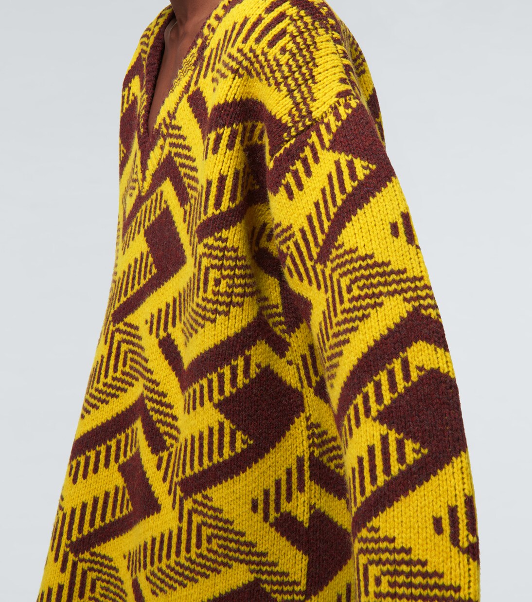 V-neck jacquard wool sweater | Prada