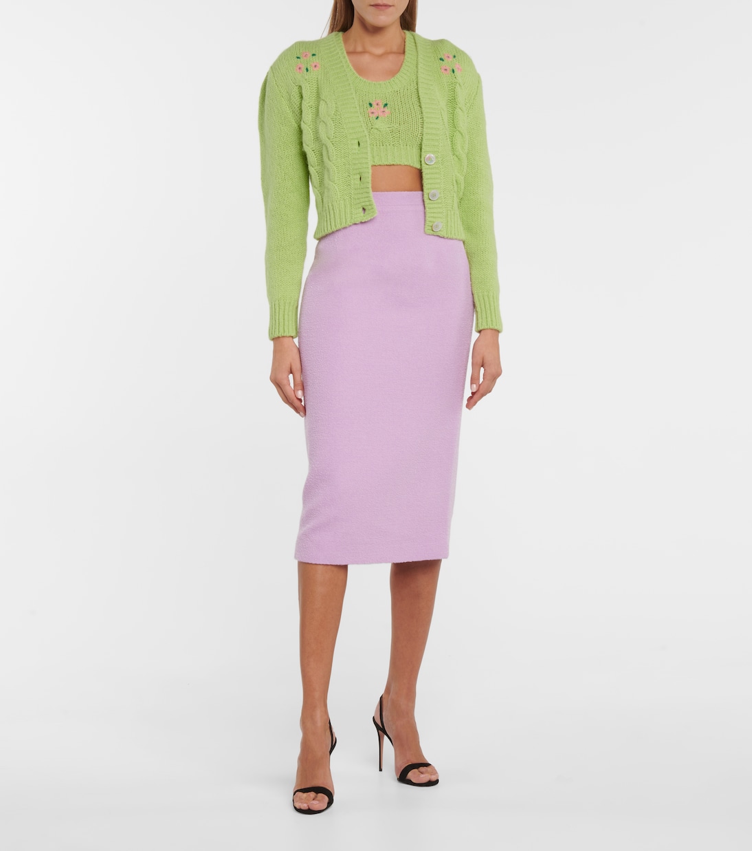 Pull raccourci en laine d'alpaga mélangée | Alessandra Rich