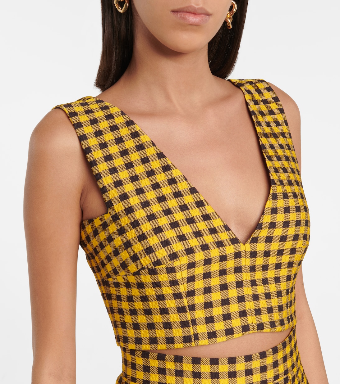 Joice gingham cloque crop top | Emilia Wickstead