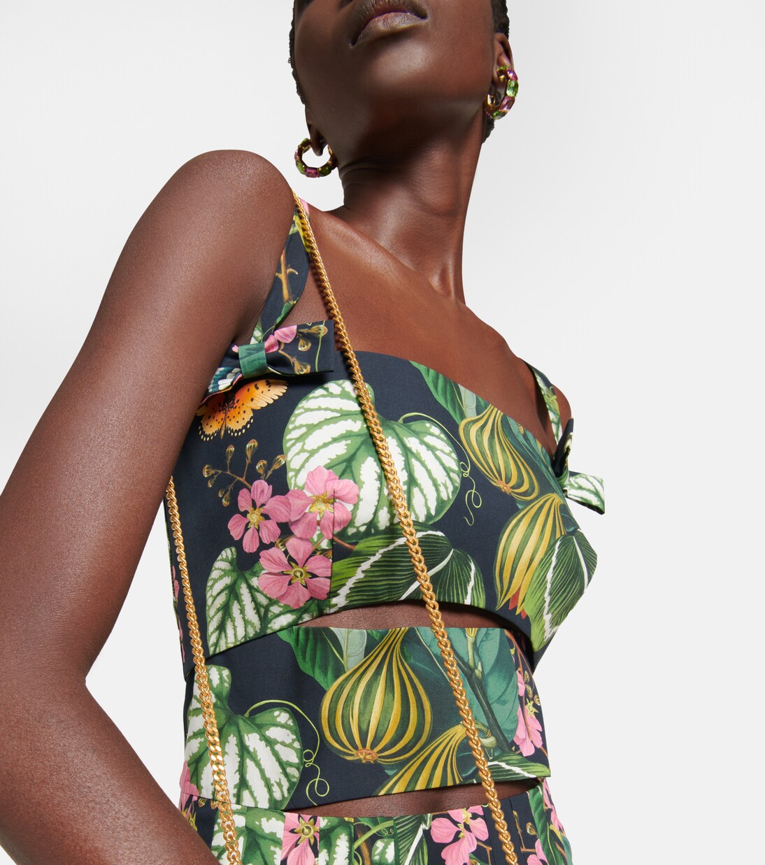 Robe midi imprimée en coton mélangé | Oscar de la Renta