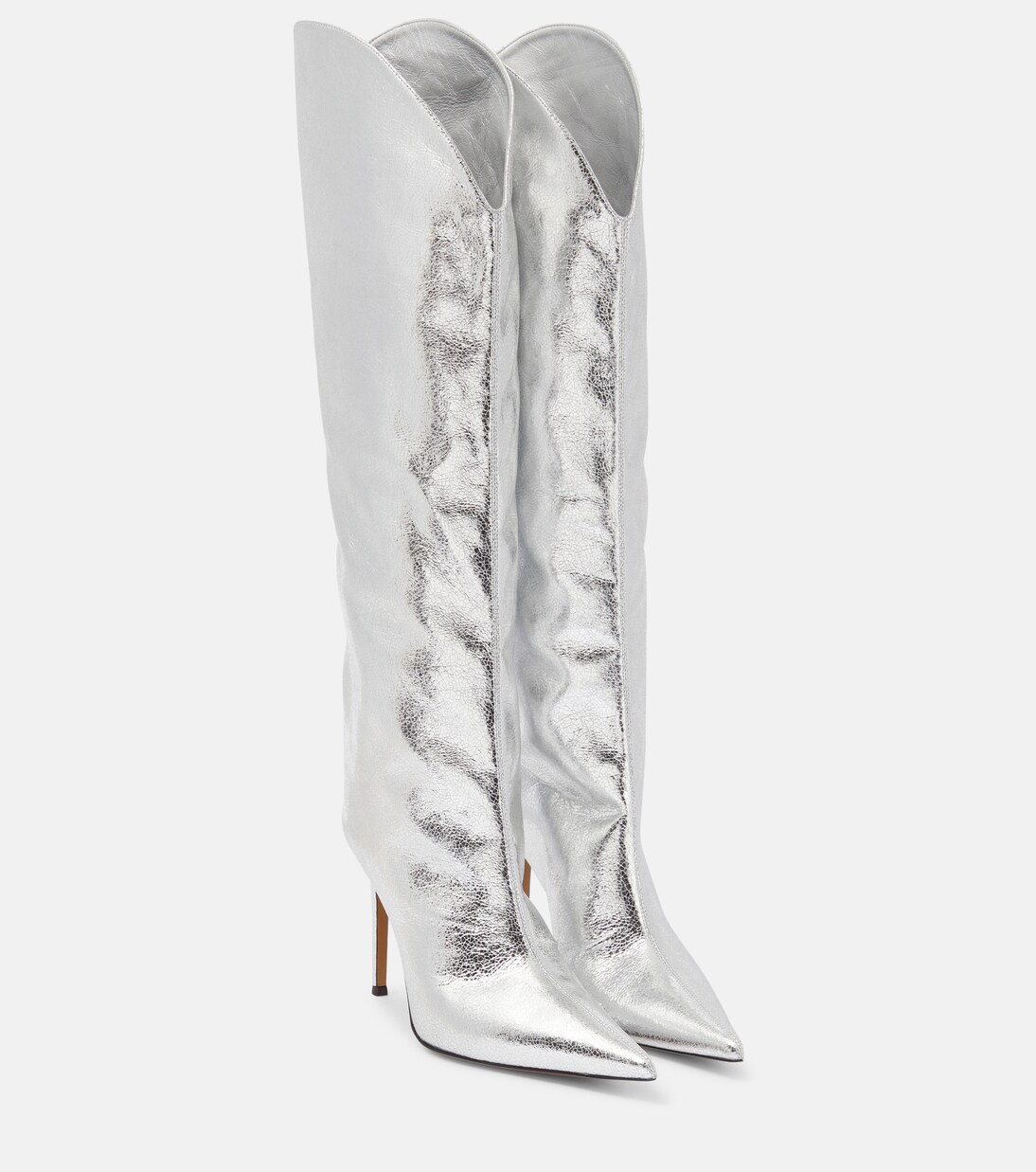 Overknee-Stiefel aus Metallic-Leder | Alexandre Vauthier