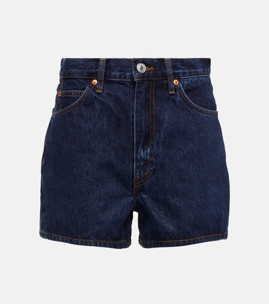 Shorts The Midi en denim de tiro alto | Re/Done