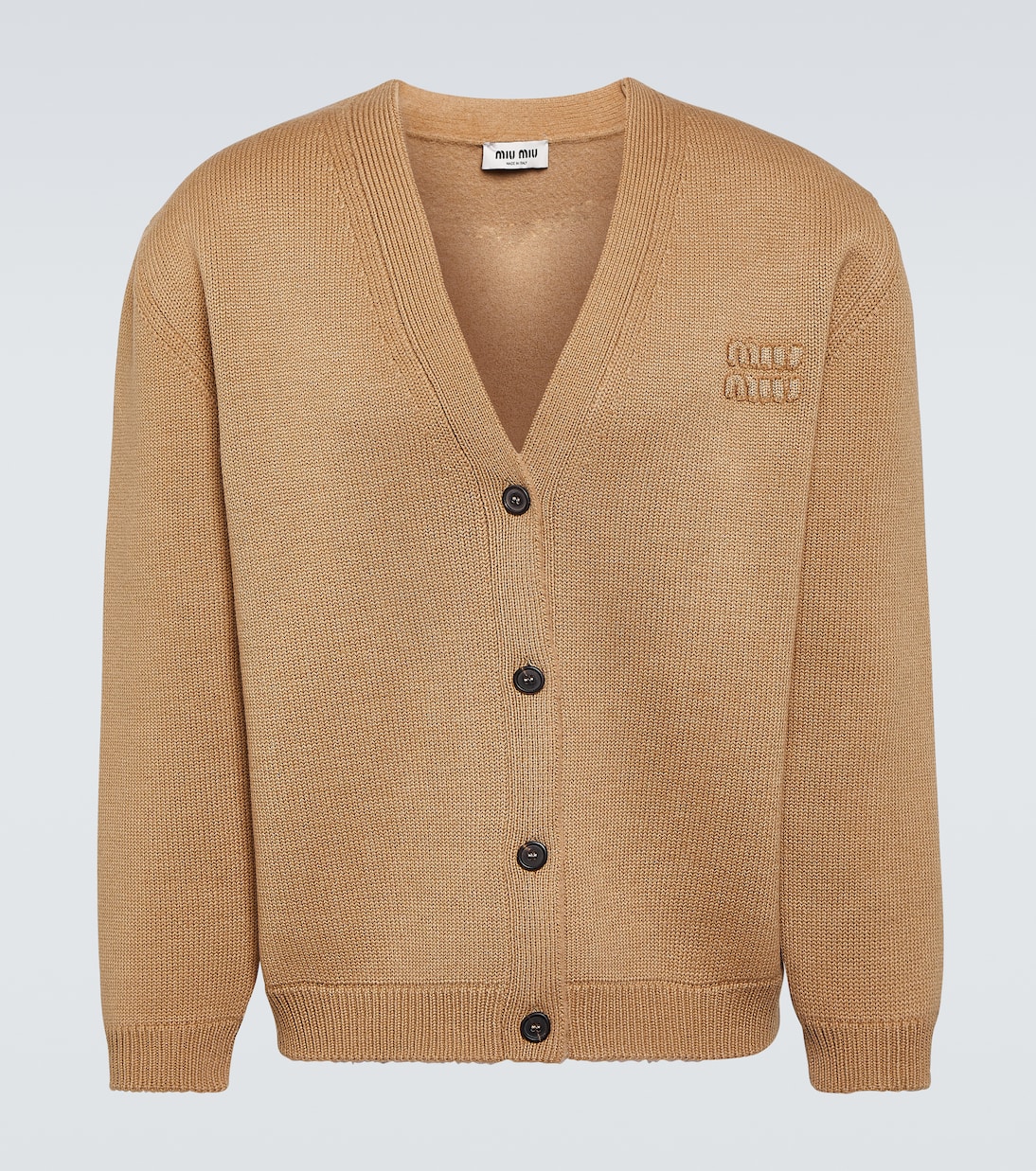 Logo wool-blend cardigan | Miu Miu