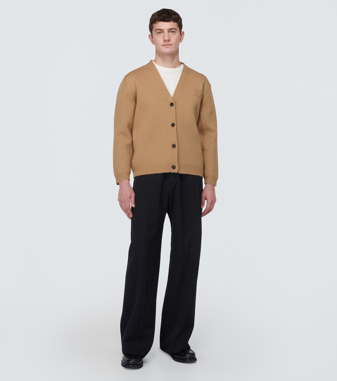 Logo wool-blend cardigan | Miu Miu