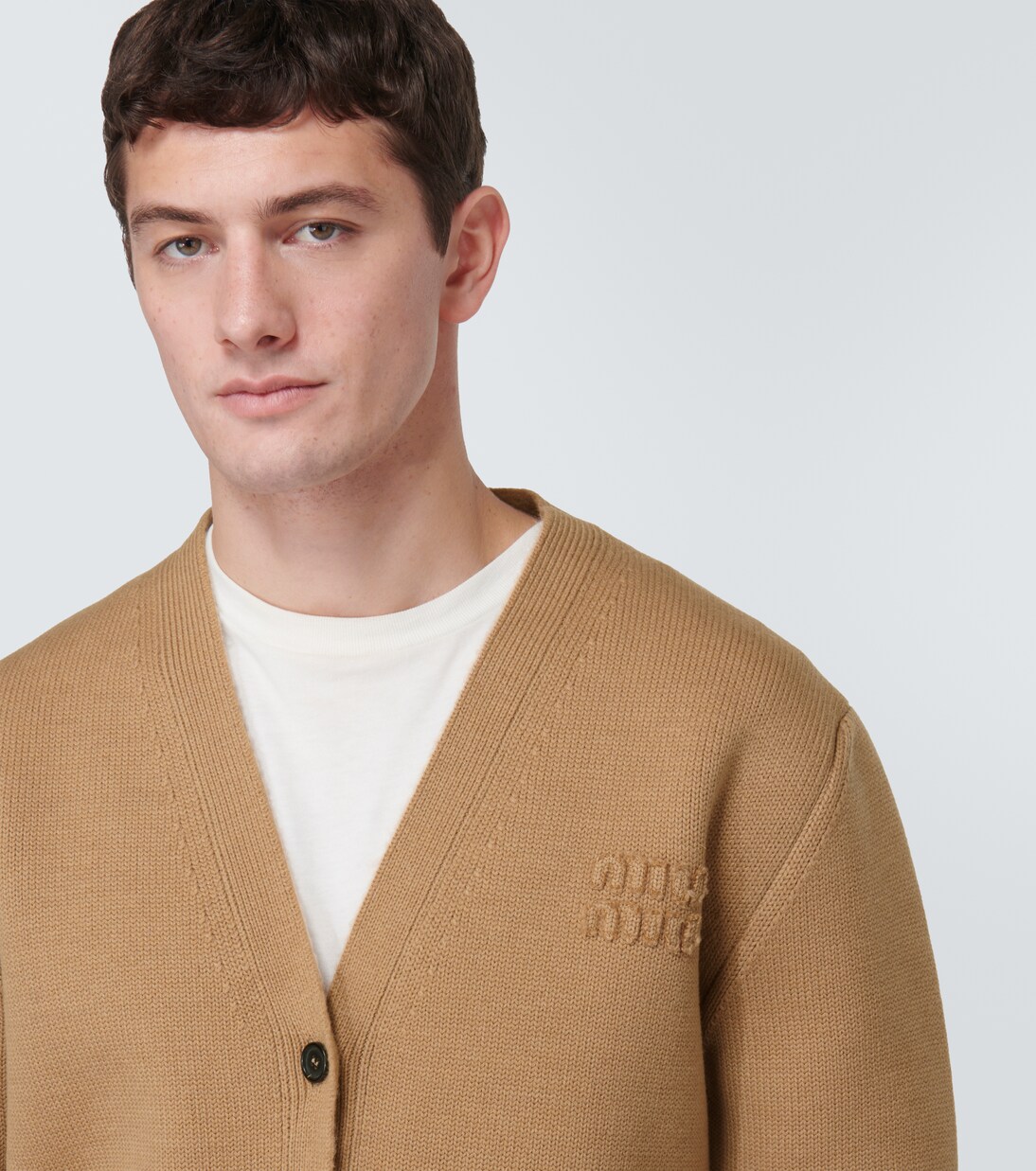 Logo wool-blend cardigan | Miu Miu