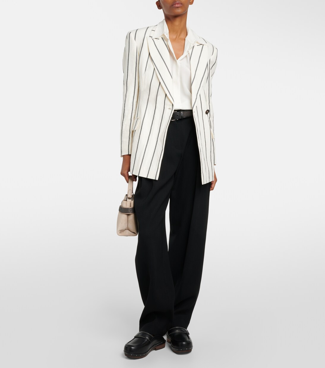 Weite High-Rise-Hose aus Gabardine | Brunello Cucinelli