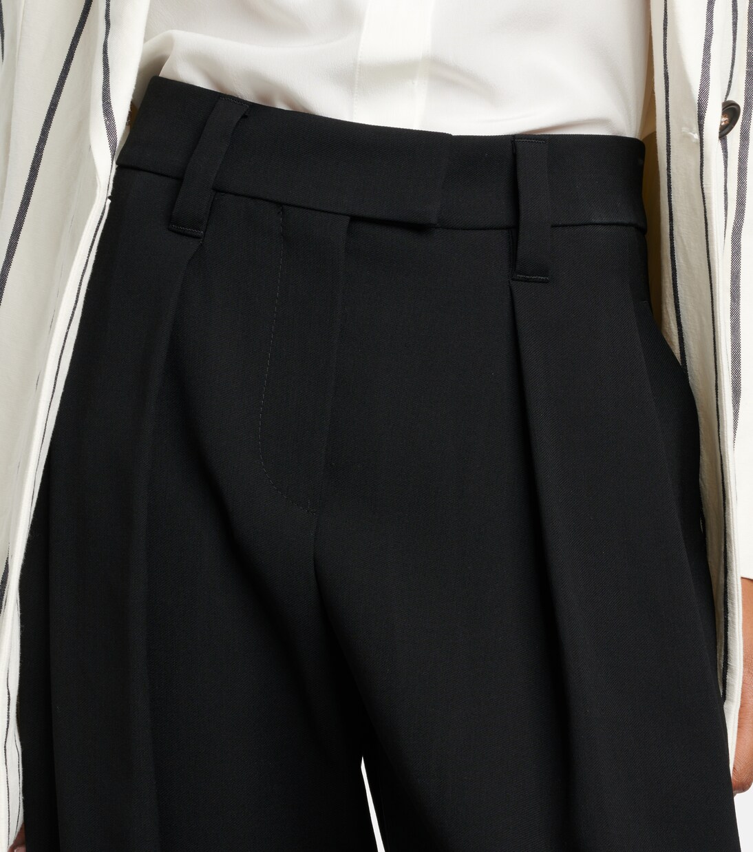 Weite High-Rise-Hose aus Gabardine | Brunello Cucinelli