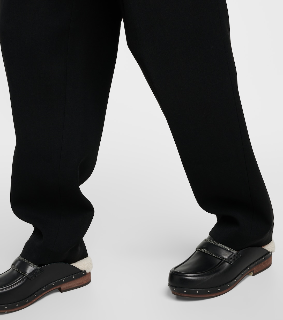 Weite High-Rise-Hose aus Gabardine | Brunello Cucinelli