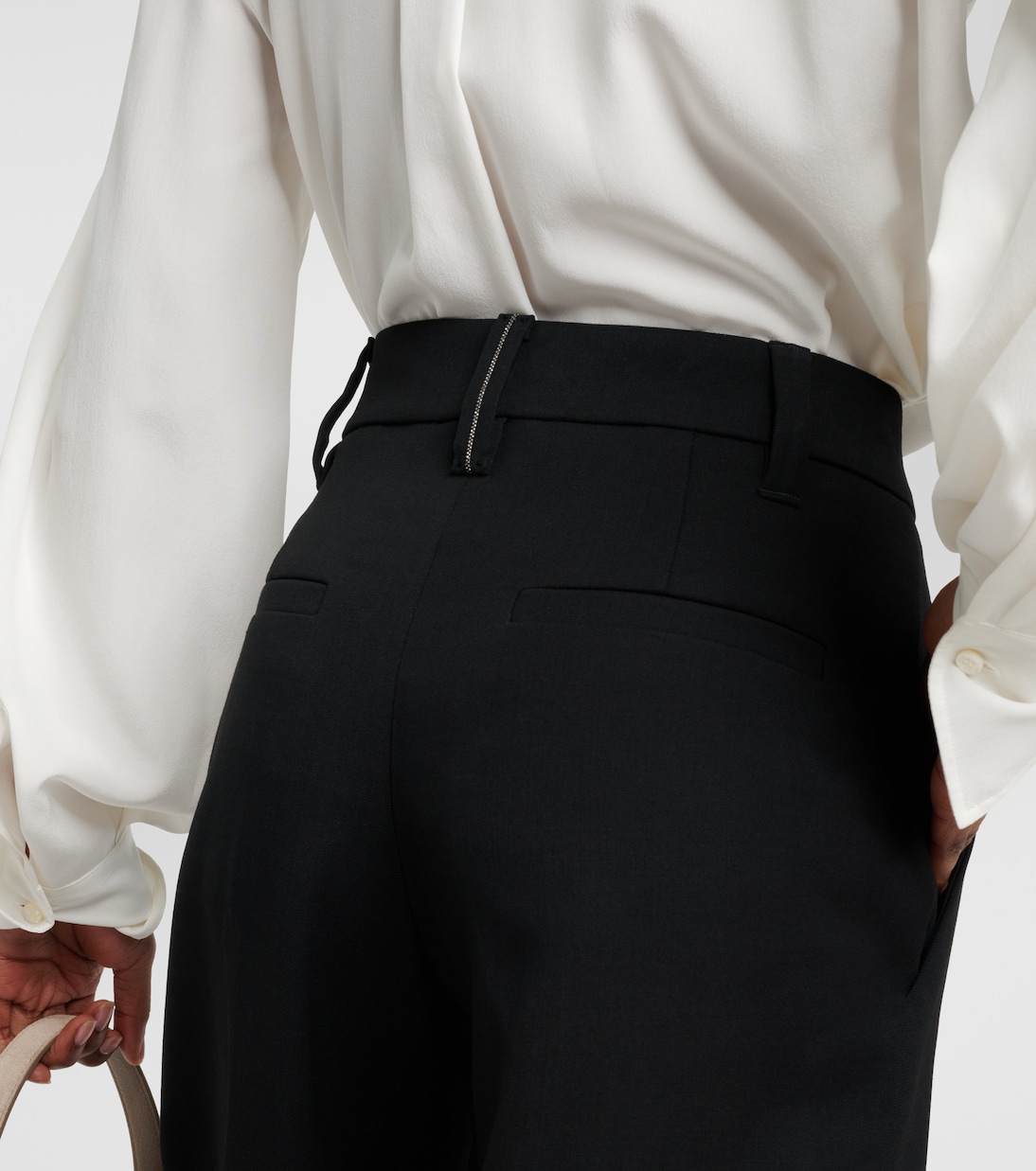 Weite High-Rise-Hose aus Gabardine | Brunello Cucinelli