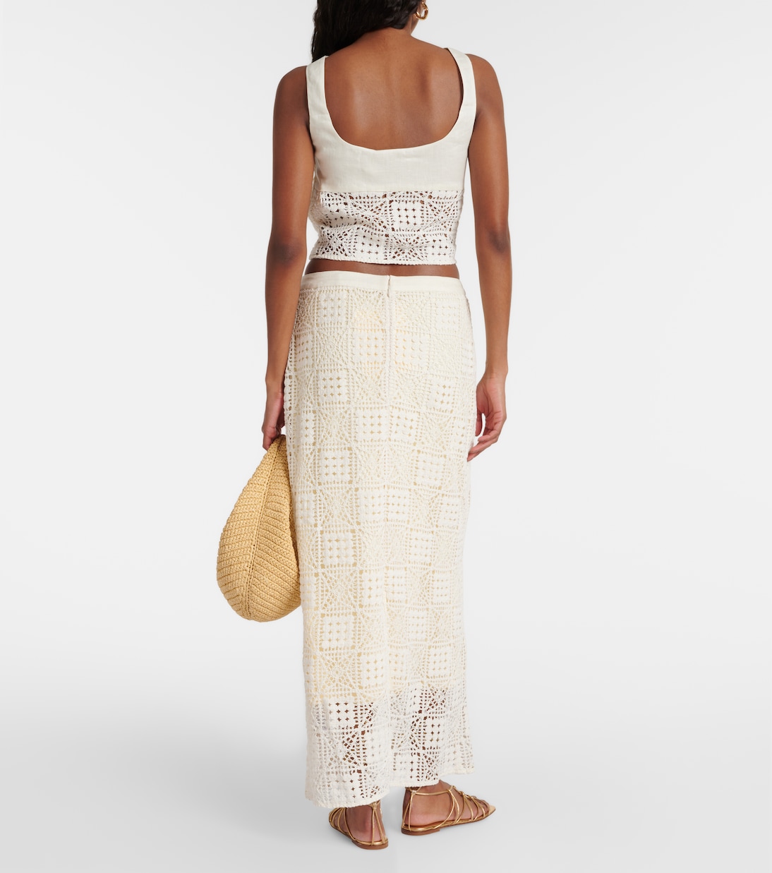 Cropped-Top Rayure aus Leinen | SIR