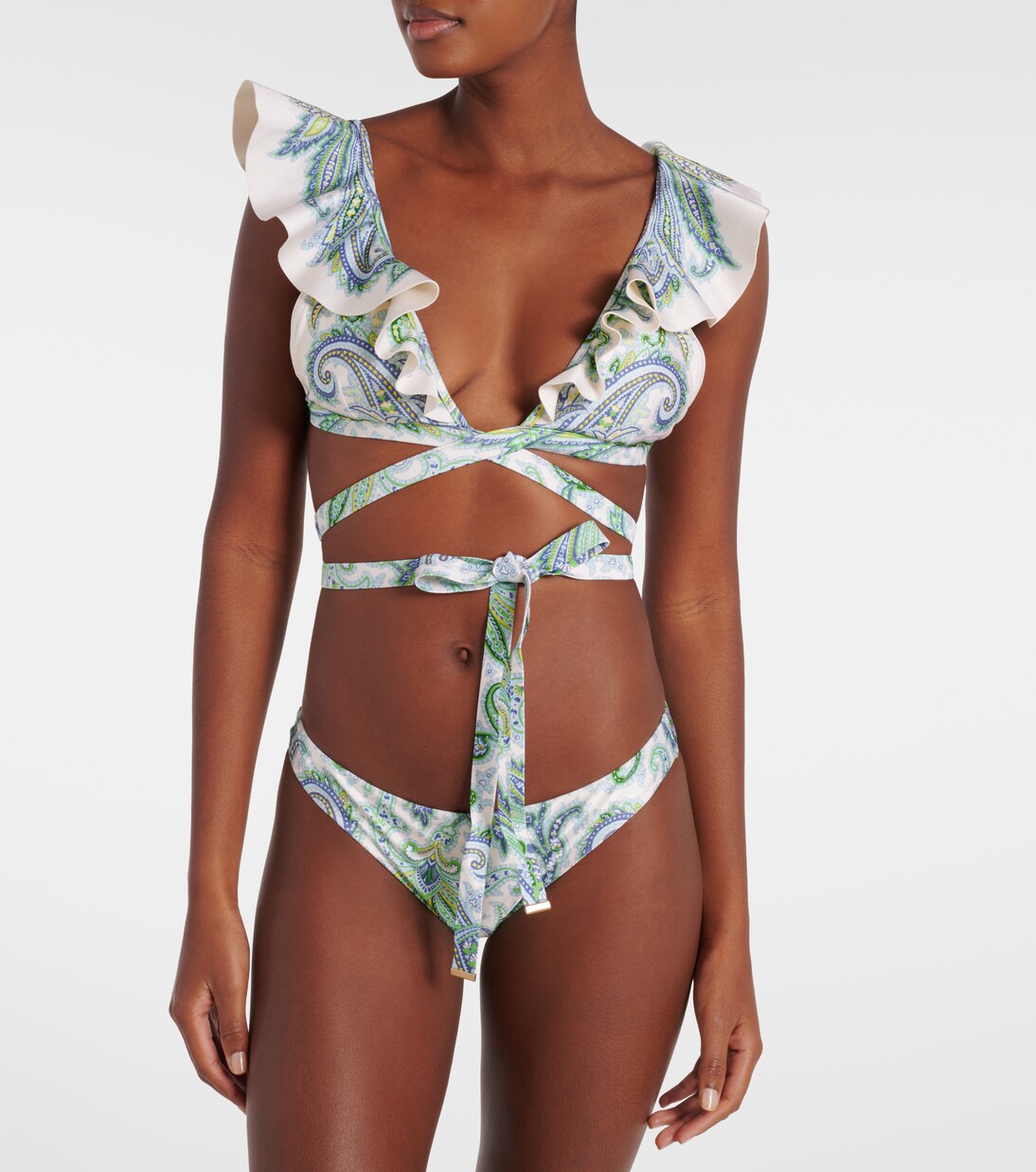 Ottie ruffled paisley bikini | Zimmermann