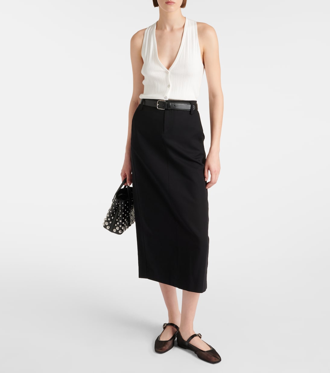 Low-rise cotton-blend midi skirt | Vince