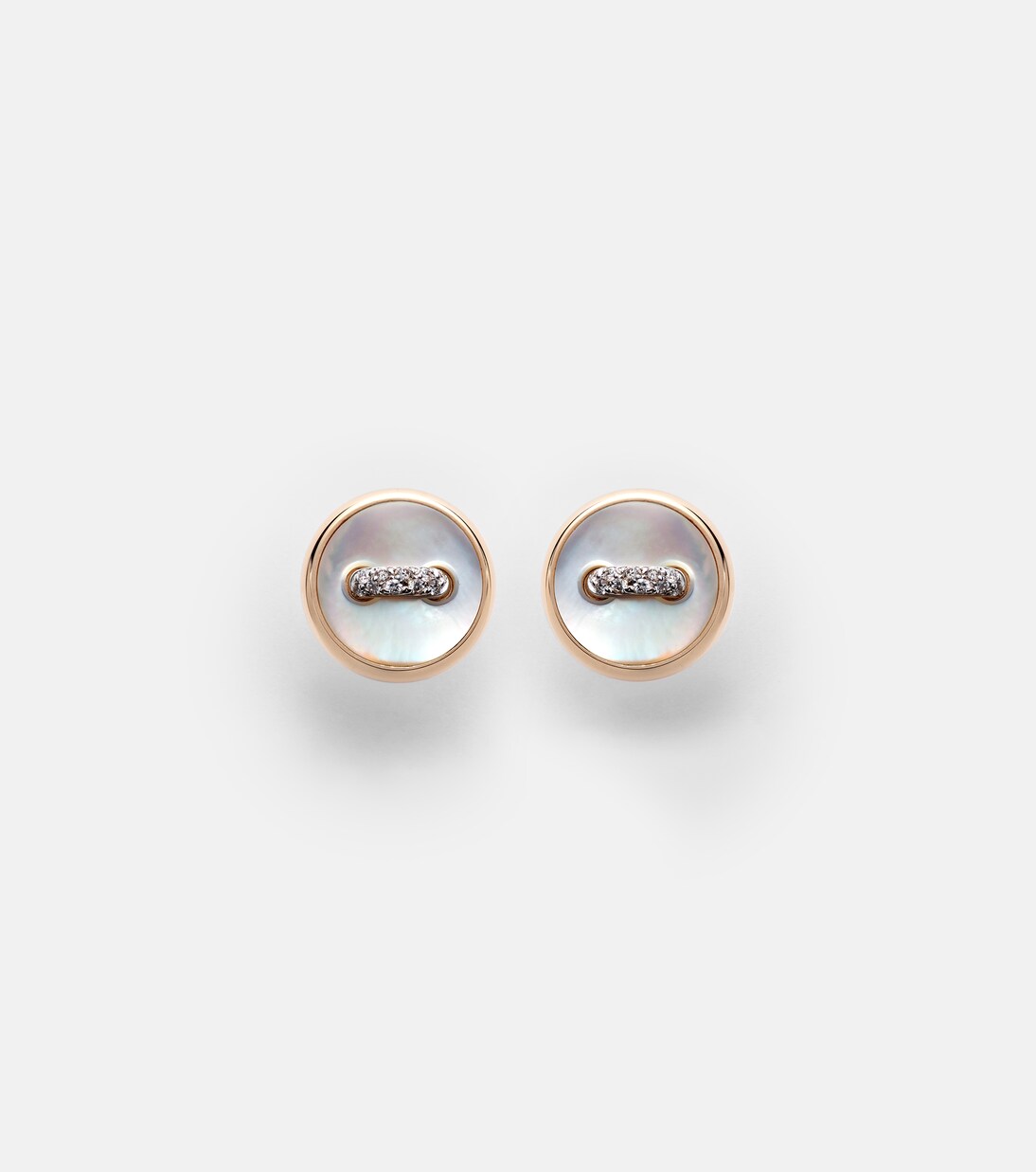 Pom Pom Dot 18kt rose gold earrings with mother of pearl and diamonds | Pomellato