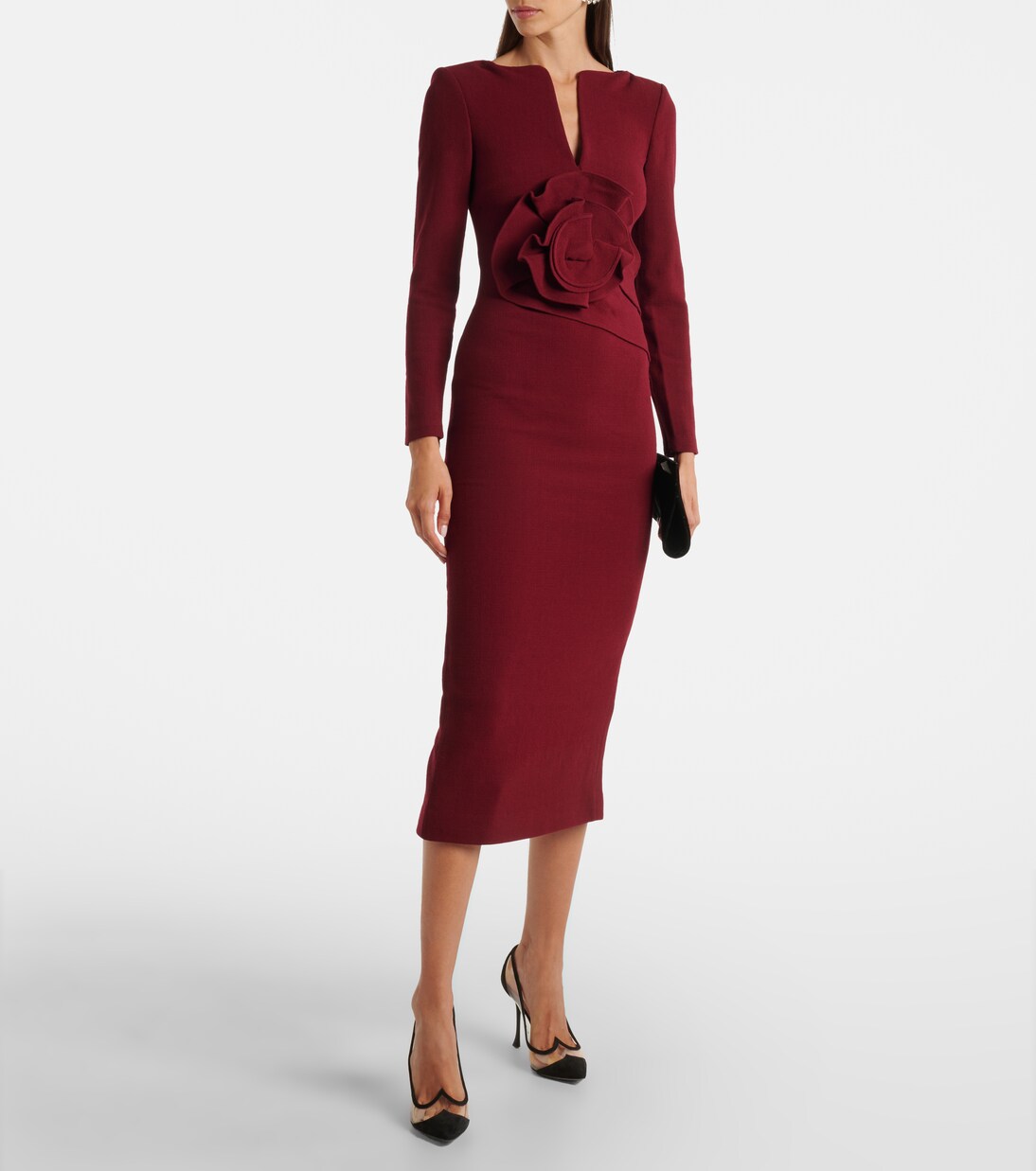 Robe midi en crêpe de laine à fleurs | Roland Mouret