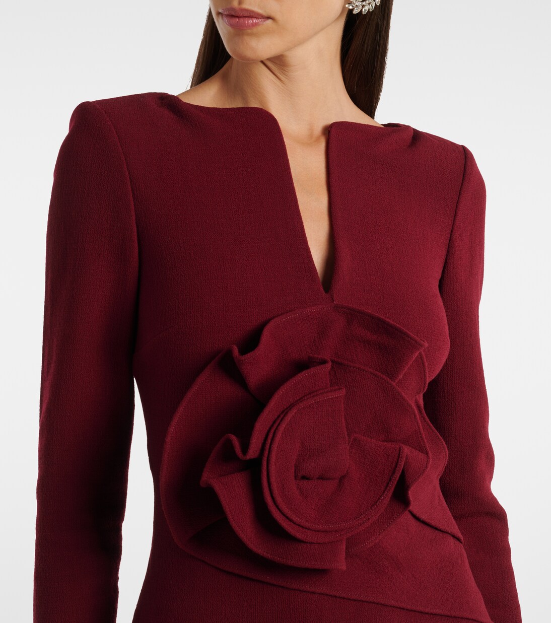 Robe midi en crêpe de laine à fleurs | Roland Mouret