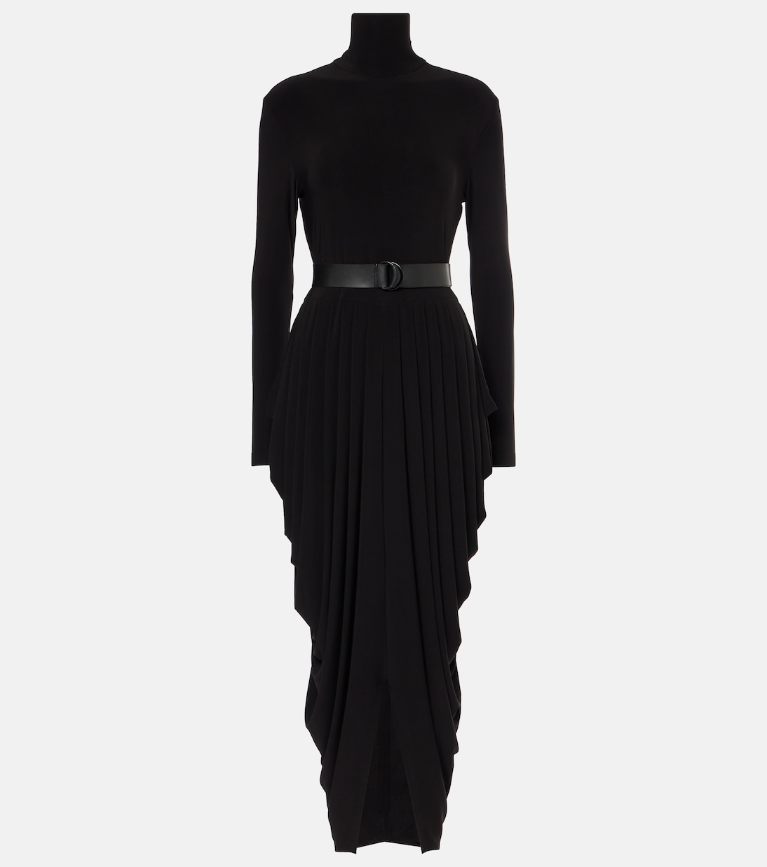 Draped turtleneck midi dress | Norma Kamali