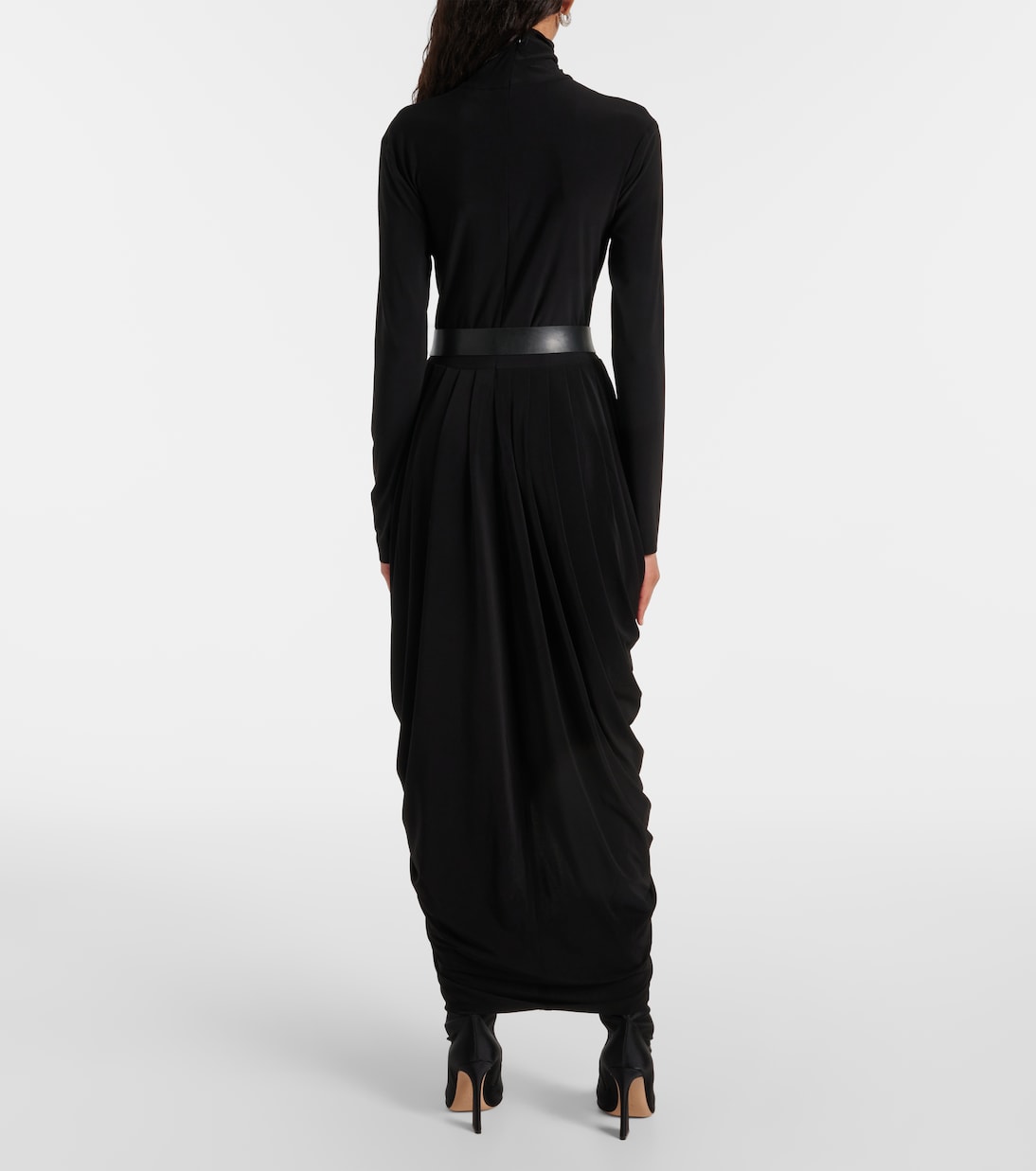 Draped turtleneck midi dress | Norma Kamali